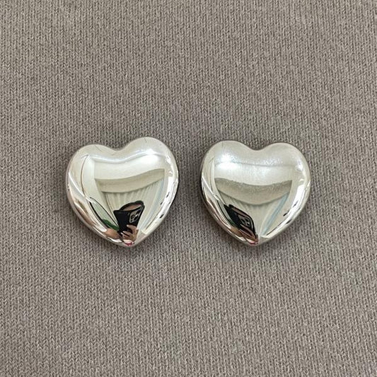 Chunky Silver Heart Earrings