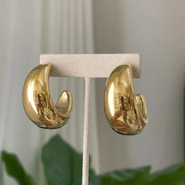 Chunky Gold Moon Earrings