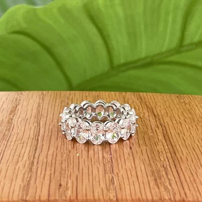 Silver Oval Crystal Ring