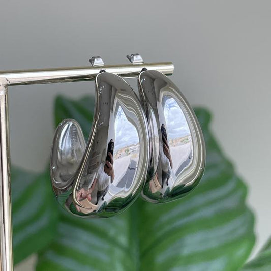 Chunky Silver Moon Earrings
