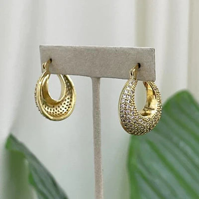 Jasmine Gold Earrings with Crystals