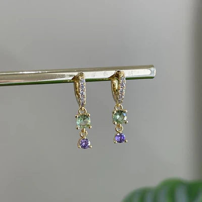 Earrings with Lilac and Green Crystals