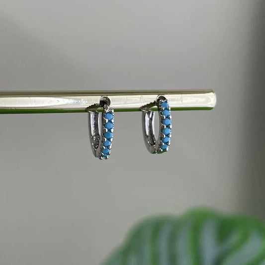 Silver Earrings with Blue Crystals