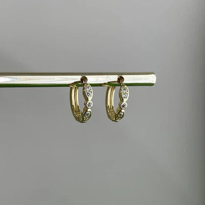 Clear Leaf and Dot Earrings
