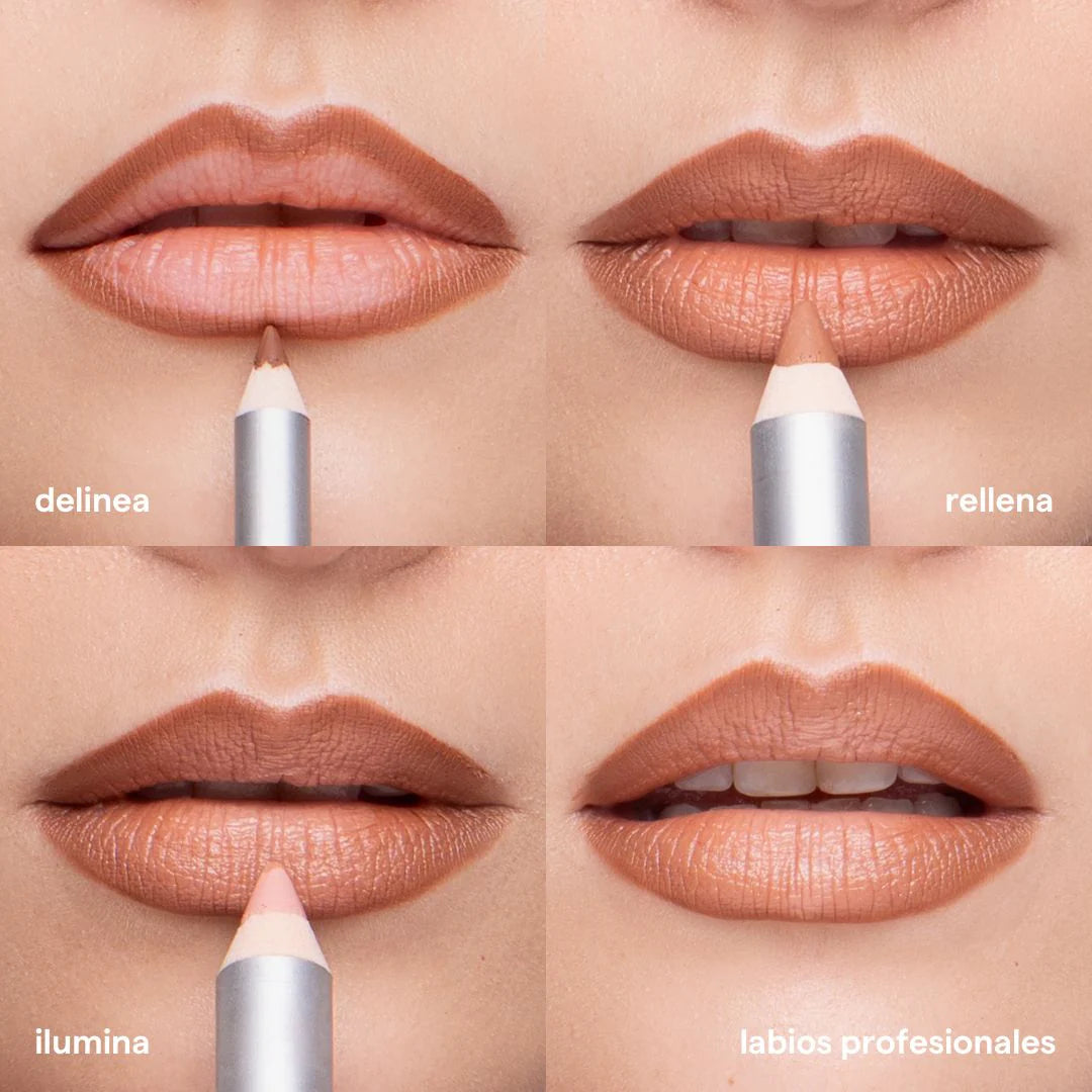 5-IN-1 LIP COMBO: Liner + Lipstick + Highlight + Case + Sharpener