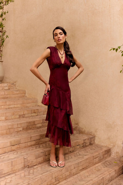 Vestido sandara ipe granate