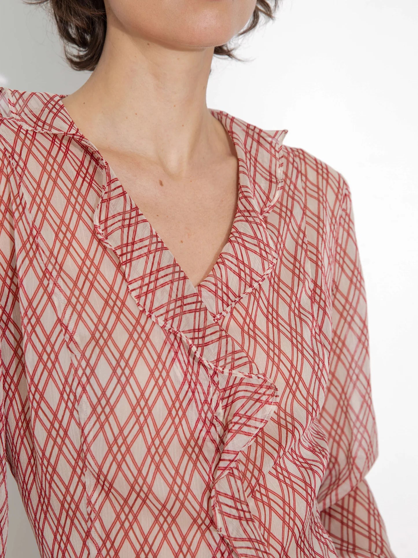 Ruffle Check Shirt